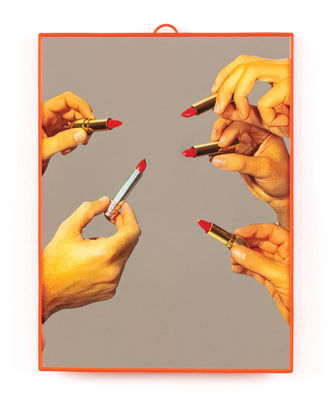 Interni - Specchi - Specchio Toiletpaper - / Lipsticks - Medium H 30 cm di Seletti - Rossetti / Orange - Materiale plastico, Vetro serigrafato