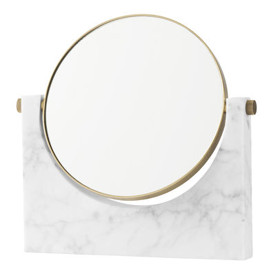Decoration - Mirrors - Pepe Marble Free standing mirrors - Marble & brass - 26 x 25 cm by Menu - White - Brass, Marble, Mirror