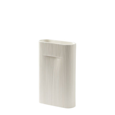 Decoration - Vases - Ridge Medium Vase - / H 35 cm by Muuto - Off white - Earthenware