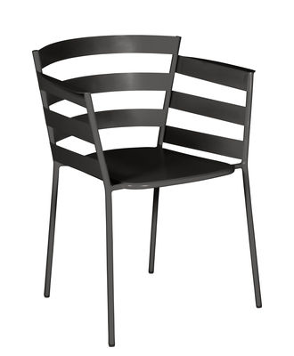 Mobilier - Chaises, fauteuils de salle à manger - Fauteuil empilable Rythmic / Acier - Fermob - Réglisse - Acier peint