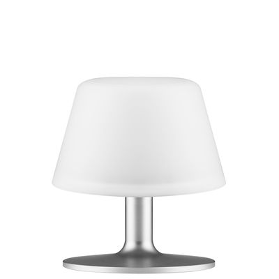 Luminaire - Lampes de table - Lampe solaire Sunlight Small / Sans fil - H 15 cm - Eva Solo - Small - Blanc & pied alu - Aluminium anodisé, Verre dépoli