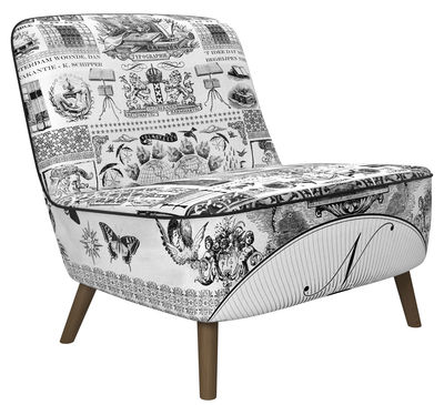 Furniture - Armchairs - Cocktail Low armchair by Moooi - Black, White - Feets : Cinnamon - Fabric, Foam, Oak, Steel
