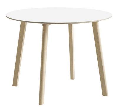 Hay - Table ronde Copenhague en Bois, Hêtre massif - Couleur Blanc - 112.92 x 112.92 x 73 cm - Desig