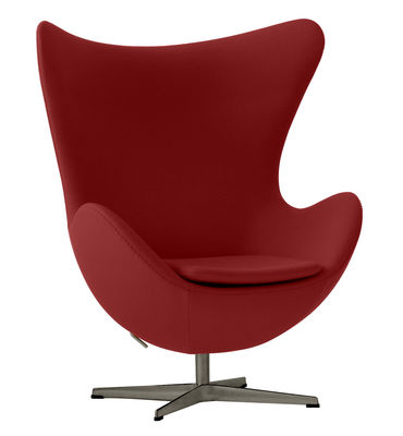 Möbel - Lounge Sessel - Egg chair Drehsessel Stoff - Fritz Hansen - Rot - Glasfaser, Kvadrat-Gewebe, poliertes Aluminium, Polyurethan-Schaum