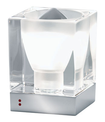 Illuminazione - Lampade da tavolo - Lampada da tavolo Cubetto - Crystal Glass di Fabbian - Trasparente - Metallo cromato, Vetro