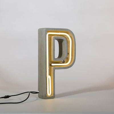 Lighting - Table Lamps - Néon Alphacrete Table lamp - Letter P - Indoor / outdoor by Seletti - P - concrete, Glass