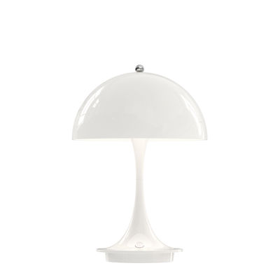 Luminaire - Lampes de table - Lampe sans fil Panthella Portable Metal / LED - Abat-jour métal - H 23 cm / Recharge USB - Louis Poulsen - Blanc (métal) - Acier, Fonte d'aluminium