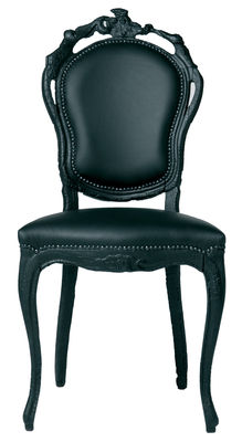 Furniture - Chairs - Smoke Chair Padded chair - Wod & leather by Moooi - Black - Burned wood, Leather