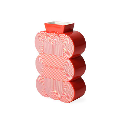 Decoration - Vases - Pompidou Medium Vase - / Porcelain - H 23 cm by Jonathan Adler - Medium / Red - China
