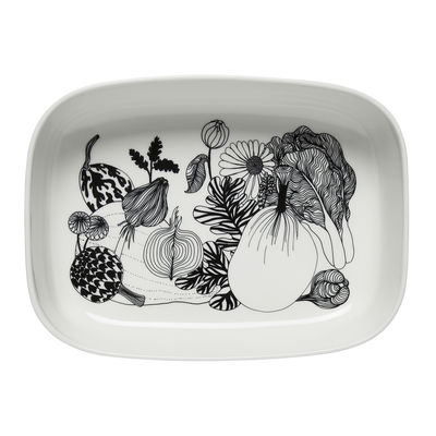 Tableware - Serving Plates - Siirtolapuutarha Baking dish - / 28 x 20.5 cm - Ceramic by Marimekko - Siirtolapuutarha / Black & white - Sandstone