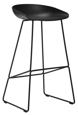 Furniture - Bar Stools - About a stool AAS 38 Bar stool - H 75 cm - Steel sled base by Hay - Black - Polypropylene, Steel
