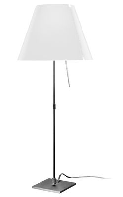 Luminaire - Lampes de table - Lampe de table Costanza / H 76 à 110 cm - Luceplan - Blanc / Pied aluminium - Aluminium peint, Polycarbonate