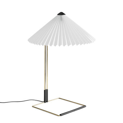 Luminaire - Lampes de table - Lampe de table Matin Large / LED - H 52 cm - Tissu & métal - Hay - Blanc / Laiton poli - Acier finition laiton, Coton plissé