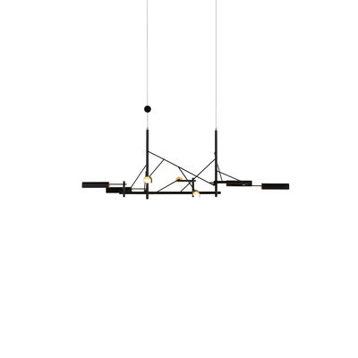 Luminaire - Suspensions - Suspension Tinkering Small / LED - 83 x 41 cm / Métal - Moooi - L 83 cm / Noir & laiton - Acier, Laiton