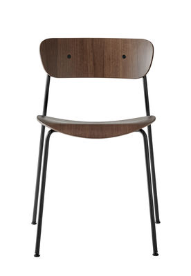 Mobilier - Chaises, fauteuils de salle à manger - Chaise empilable Pavilion AV1 / Bois - &tradition - Noyer / Structure noire - Acier, Noyer