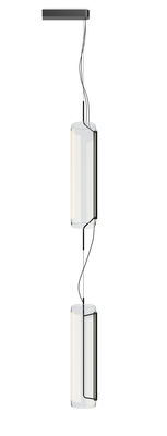Lighting - Pendant Lighting - Guise Pendant - / Diffuseurs verticaux - LED by Vibia - Laqué graphite mat - Aluminium, Borosilicated glass