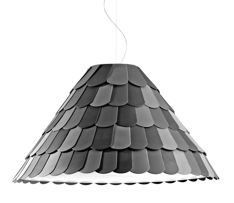 Luminaire - Suspensions - Suspension Roofer plastique gris abat-jour conique - Fabbian - Cône Empire - Anthracite - Gomme