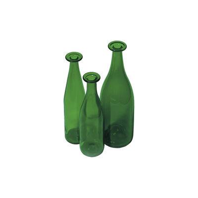 Image of Vaso 3 Green bottles - / Caraffe - Set di 3 bottiglie - 75 & 150 cl di Cappellini - Verde - Vetro