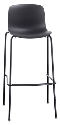 Furniture - Bar Stools - Troy Outdoor Bar stool - Plastic & 4 metal feet - H 75 cm by Magis - Black - Polypropylene, Steel
