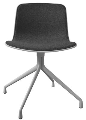 Möbel - Stühle  - About a chair Drehstuhl mit Stoffbezug / 4 Stuhlbeine - Drehstuhl - Hay - Weiß / Bezug grau - Kvadrat-Gewebe, lackiertes Gussaluminium, Polypropylen, Schaumstoff