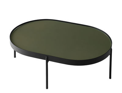 Arredamento - Tavolini  - Tavolino No-No Large - / 96 x 59 x H 35 cm di Menu - Verde scuro / struttura nera - Acciaio verniciato a polveri, Vetro lucidato
