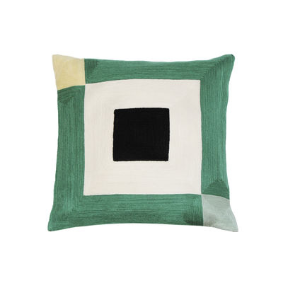 Interni - Cuscini  - Cuscino Infinity - / 42 x 42 cm - Cotone ricamato di Maison Sarah Lavoine - Verde Sottobosco - Cotone ricamato (ricamo a punto catenella)