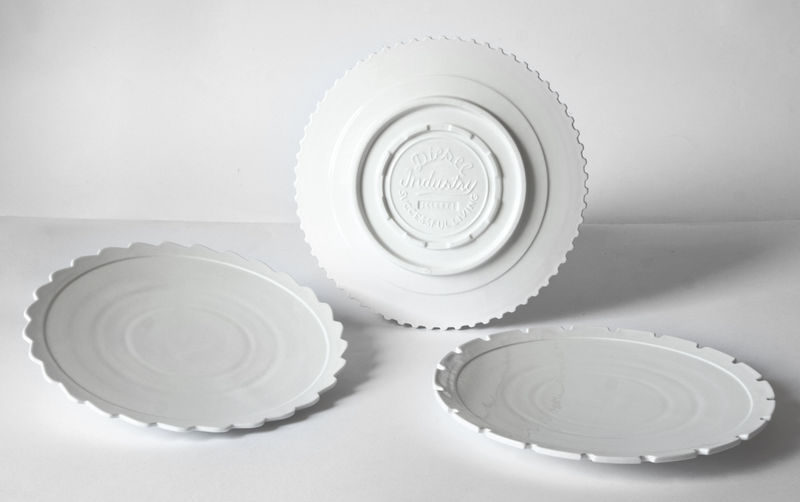 Assiette Machine Collection céramique blanc / Ø 27,2 cm - Set de 3 - Diesel living with Seletti - Blanc - Porcelaine