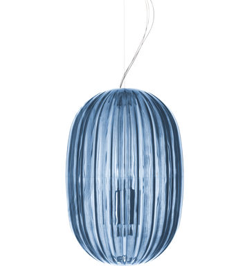 Lighting - Pendant Lighting - Plass Media Pendant - Ø 34 x H 50 cm by Foscarini - Blue - Polycarbonate