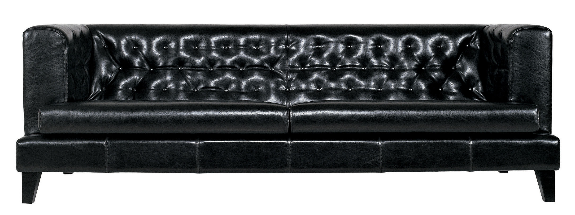 Canapé droit Hall / Cuir - 3 places - L 230 cm - Driade noir en cuir