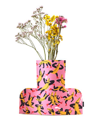 Image of Copri vaso Flower Power Large - / H 35 cm - Feltro di Sancal - Rosa/Multicolore - Tessuto