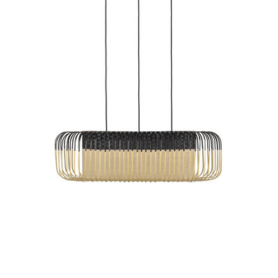Lighting - Pendant Lighting - Bamboo Oval Pendant - / Medium - 80 x 38 x H 24 cm by Forestier - Black - Bamboo