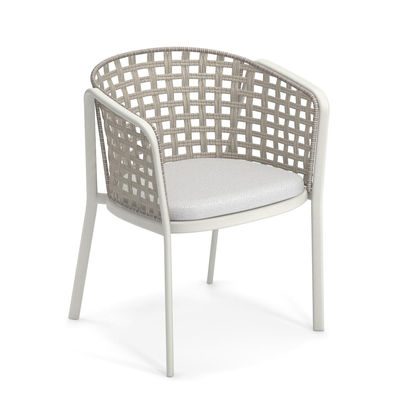 Möbel - Stühle  - Carousel Sessel / Synthetikseil & Metall - Emu - Mattweiß / Elfenbeinfarbes Seil - Aluminium, Synthetisches Seil