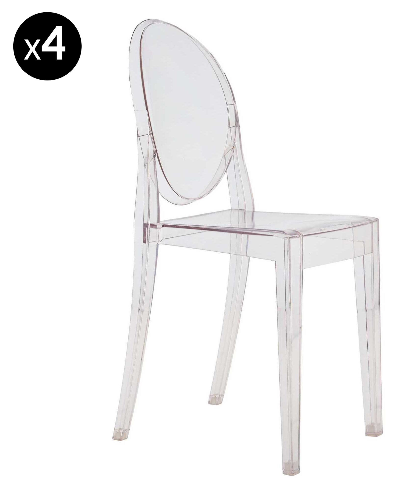 Lot de 4 chaises MILAN – Plexi – Transparente – inspirée Starck Ghost  –TRENDS FOR HOMES - Cdiscount Maison