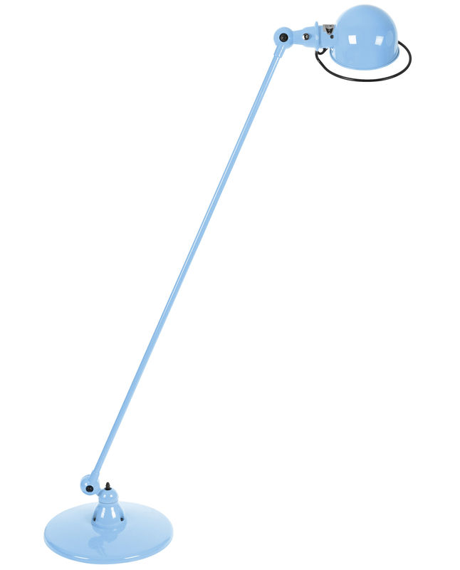 Illuminazione - Lampade da terra - Lampada da lettura Loft metallo blu 1 braccio articolato - H 120 cm - Jieldé - Blu pastello brillante - Acciaio inossidabile