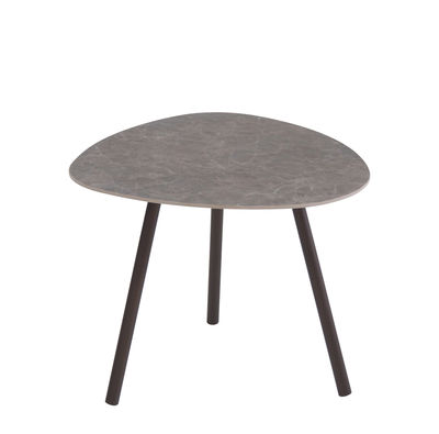 Arredamento - Tavolini  - Tavolino basso Terramare / Grès effetto cemento - 48 x 48 cm - Emu - Effetto cemento antracite / Gambe marrone d'India - alluminio verniciato, Gres porcellanato