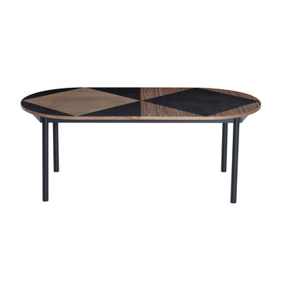 Product selections - Top 100 Furniture/bestseller - Tavla Extending table - / Oval - L 200-300 cm / Walnut inlay by Petite Friture - Walnut & black - Lacquered steel, Walnut