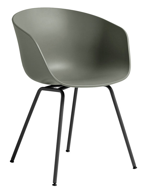 Möbel - Stühle  - Sessel About a chair AAC26 plastikmaterial grün grau / Kunststoff & Metall - Hay - Grünspan / Beine schwarz - Polypropylen, thermolackierter Stahl