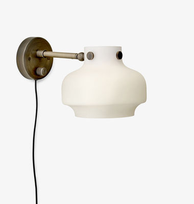 Tradition Copenhague Sc16 Wall Light With Plug White Brown Metal Made In Design Uk - White Plug In Wall Lights Uk