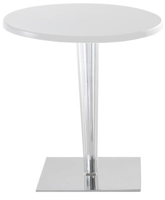 Mobilier - Tables - Table ronde Top Top / Laquée - Ø 70 cm - Kartell - Blanc/ pied carré - Aluminium, PMMA, Polyester laqué