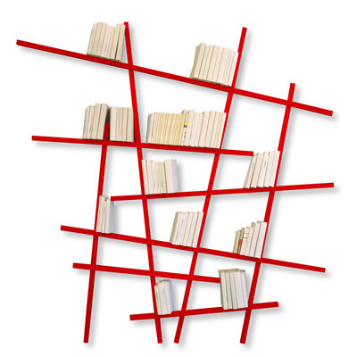 Mobilier - Etagères & bibliothèques - Bibliothèque Mikado Large / L 215 x H 220 cm - Compagnie - Rouge - Hêtre laqué