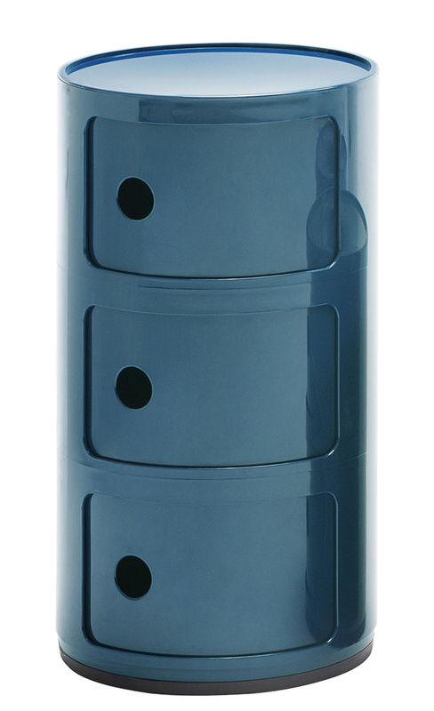 Arredamento - Mobili per bambini - Portaoggetti Componibili / 3 cassetti - H 58 cm - Kartell - Blu petrolio - ABS