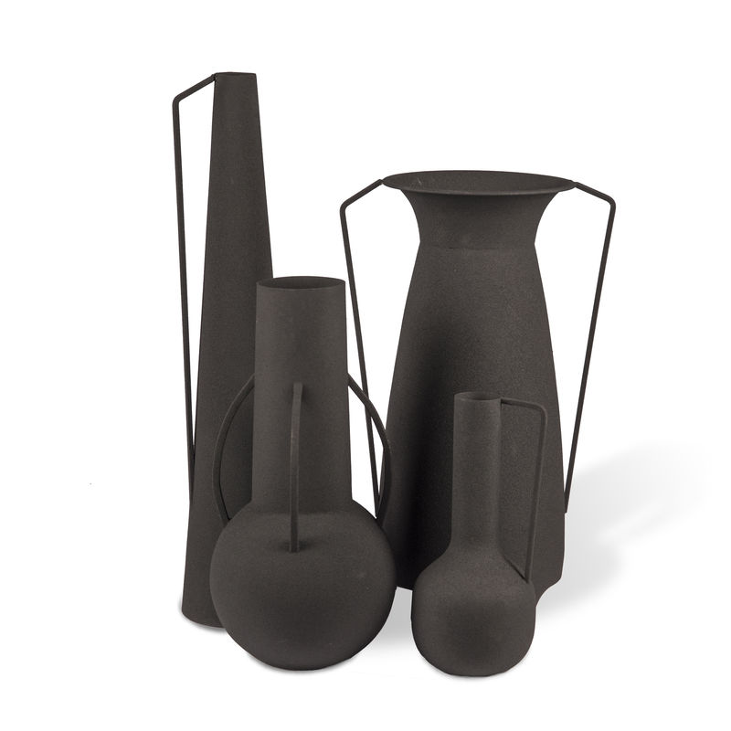 Decoration - Home Accessories - Roman Vase metal black / Set of 4 - Metal (decorative use only) - Pols Potten - Black - Epoxy lacquered iron, Matte sandblasted finish
