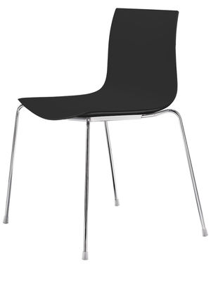 Mobilier - Chaises, fauteuils de salle à manger - Chaise empilable Catifa 46 / Coque unie - Arper - Noir - Acier chromé, Polypropylène