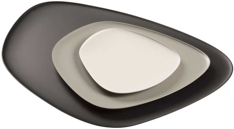 Tableware - Plates - Namasté Plate plastic material black grey beige Dish - Set 3 stackables pieces - Kartell - Black, Grey , Taupe - Melamine