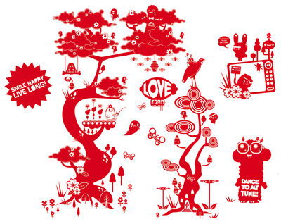 Dekoration - Stickers und Tapeten - Flora and Fauna 3 Sticker - Domestic - Rot - Vinyl