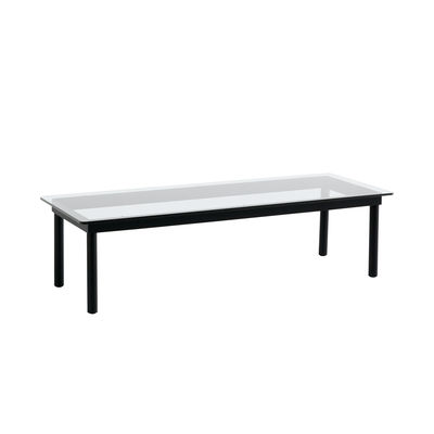 Mobilier - Tables basses - Table basse Kofi / 140 x 50 cm - Verre & bois - Hay - Noir / Verre transparent - Chêne massif laqué, Verre trempé