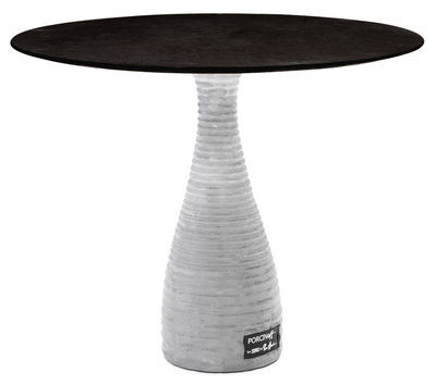 Mobilier - Tables - Table ronde Porcin'off / Ø 90 cm - Métal & base ciment - Zeus - Noir cuivré / Pied ciment gris - Ciment, Tôle d'acier