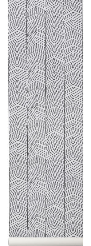 Interni - Sticker - Carta da parati Herringbone carta bianco nero / 1 rotolo - Larg 53 cm - Ferm Living - Bianco & nero - Tela