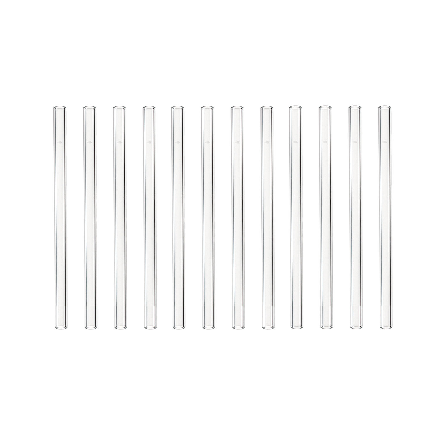 Qoosea Pailles En Verre Réutilisables - Lot De 12 (6 Droites + 6 Courbées) Avec 4 Brosses Nettoyage - Transparent Sans BPA - Pour Boissons Chaudes Et Froides