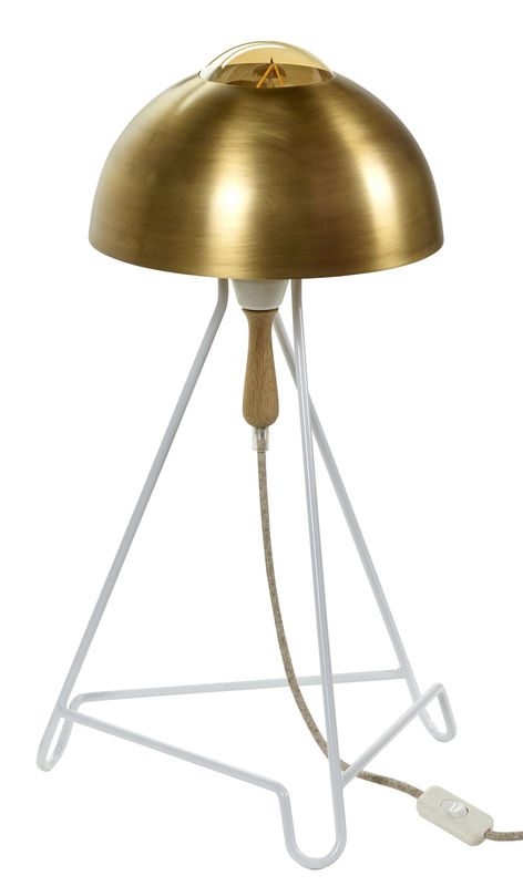 Lighting - Table Lamps - Studio Simple Table lamp white gold metal - Serax - White / Brass lampshade - Brass, Lacquered metal, Wood